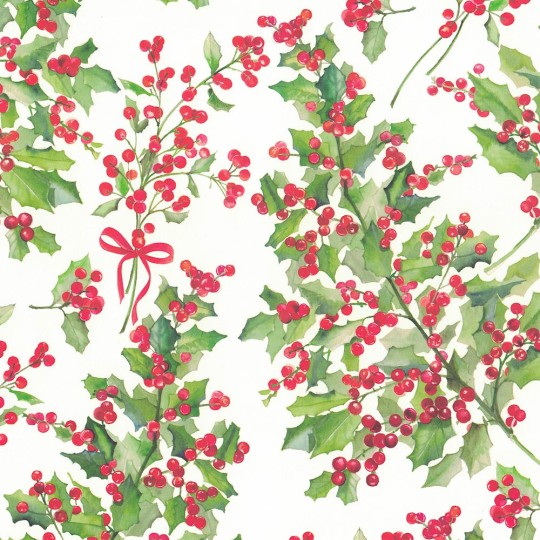 Currants and Holly Berries Christmas Print Paper ~ Tassotti Italy